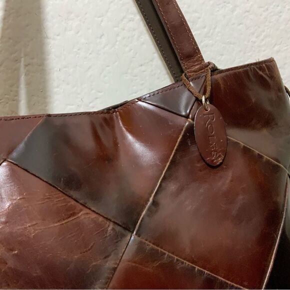 Vintage Rolfs Genuine Leather Shoulder Handbag Burgundy - Picture 4 of 15
